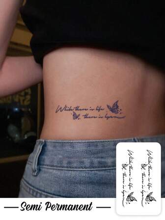 Temporary Valentine's Day Tattoo Stickers Lasting 7-14 Days, Featuring Romantic Floral English Butterfly Designs, Waterproof, Sweatproof, Washable, Non-Reflective, And Realistic Design Suitable For Individuals.