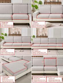 1件装弹力加厚保暖沙发套，防滑全包覆式沙发座套，四季皆宜，面料厚实，可机洗，防尘，宠物友好，适用于卧室、办公室、客厅，L型沙发，1/2/3/4人座沙发。 - 淺灰色 - 查看 4