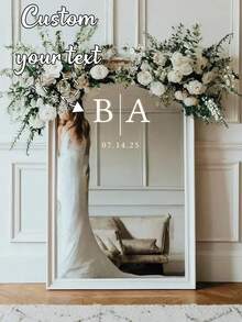 Customized "Welcome To My Wedding" Wedding Decoration Crystal Transfer Sticker. Make Your Mirror Unique In Style. Customize The Names Of The Bride And Groom And The Wedding Date. Decorate The Wedding Venue, Create Personalized Crafts. Bedroom Mirror Decoration. Wall Decoration, Celebration Sticker. - Multicolor - View 1