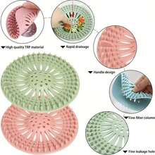 1 Set Of Sewer Hair Collector To Keep The Sewer Clean And Unobstructed, Shower Drainage Filter Hair Collector Set, Home Bathroom Decoration, Toilet, Kitchen Sink, Anti Clogging And Anti Odor Floor Drain Cover - 粉色 - 查看 2