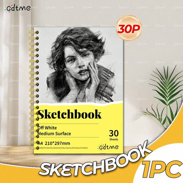 Cuaderno de bocetos, cuaderno de bocetos con espiral y libre de ácido, papel de 120g, adecuado para dibujar, hacer bocetos y escribir, un cuaderno de bocetos artístico adecuado para niños, adultos y adolescentes, 30 páginas (negro, 8.5 X 12 pulgadas, 1 paquete)