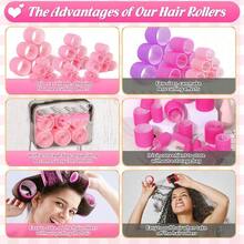 女士6种尺寸卷发器，62个卷发器，适用于长发、中发、短发，大号、中号、小号自粘式卷发器，含36个卷发器、24个不锈钢夹子和1个收纳袋，美发工具，美发用品，旅行必备，旅行，理发师，发型师，理发师配件，情人节，美发用品，发型师，理发店，沙龙，度假必备，美发产品，理发店，情人节礼物，女士旅行必备，发型师工具 - 粉色 - 查看 6