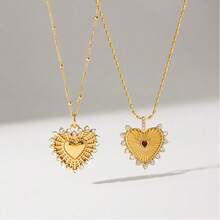 S SHOPBOHO 1 pezzo Collana con ciondolo a forma di cuore con texture a raggiera dorata, gioiello romantico e iconico per le donne