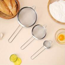 3pcs/1pc Stainless Steel Fine Mesh Tea Strainer With Handle - Japanese Style Matcha Powder Sifter