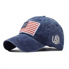Classic American Flag Baseball Cap, Washed And Distressed Baseball Cap - Navy Blue - View 6