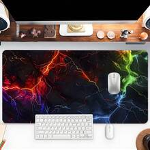 YUFZX Fashionable Rainbow Lightning Style Extended Mouse Pad With Non-Slip Stitched Edges, Available In Multiple Sizes. Perfect For Desktop Gaming And Office Use. Makes A Great Gift For Boys And Girls, And Is Also Suitable For Christmas And Halloween. - Multicolor - View 2