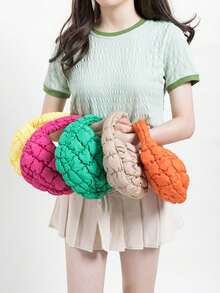 2025 Neue Mode Kleine Nische Design Vielseitige Rautenmuster Dopamin Stil Multi-Farben Optional Süß Schick Pastoraler Koreanischer Stil Herbst/Winter Mini Handtasche, Shopper, Wolken Tasche, Plissee Tasche - Verschiedenfarbig - Übersicht 2