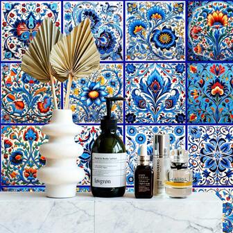 20pcs Waterproof Elegant Blue White Turkey Tile Sticker -3.93 "X 3.93" Ocean Style Design For Kitchen And Bathroom