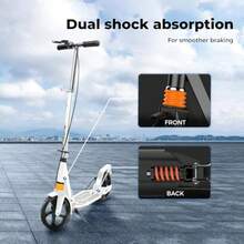 Kick Scooter For Ages 7+ Max 100kg Foldable Adult Scooter With 2 Big Wheels  Skating 4 Adjustable Levels Lightweight And Portable Dual Shock Absorption Disc Brake…