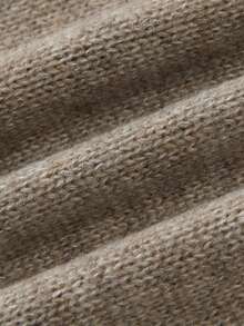 MORI Women's Spring/Autumn New Knitted Cardigan, Casual Minimalist Style, Round Neck Ribbed Detail, Single-Breasted, Fitted Thick Fabric Open Cardigan, Brown Top, Elegant Ladies Blouse, New Year Ladies Sweater - Brown - View 8