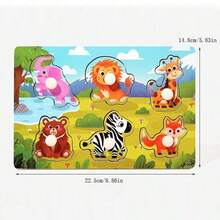 木制抓取板拼图，儿童木制钉抓取板3D拼图动物数字认知益智玩具，感恩节和圣诞节礼物