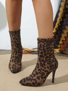 女士秋冬踝靴，新款粗跟，百搭时尚尖头设计，修身显瘦，适合派对等场合，麂皮踝靴，高跟靴，靴子，时尚后拉链靴，时尚踝靴，冬季保暖高跟靴 - 彩色 - 查看 7