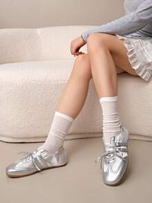 2025年新款夏季玛丽珍软底轻便透气芭蕾平底鞋，拼接运动休闲鞋