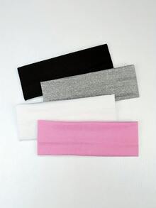 4条装女士高品质吸汗运动头带 - 宽大、弹力、纯色面料头带，适合跑步和健身，舒适防滑设计，女士头巾，冬季发饰，冬季发带，保暖头巾，女士围巾 - 彩色 - 查看 13