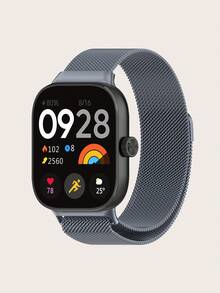 حزام حلقة ميلانية معدنية متوافق مع ساعة شاومي 4 النسائية/الرجالية قطعة واحدة قابل للتعديل من شبكة فولاذية مغناطيسية قابلة للتنفس