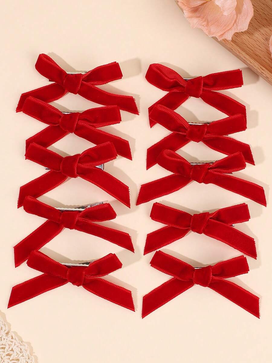 10 Stück Samt Haarschleifen für Mädchen als Valentinstag Geschenke, Mädchen Haarschmuck