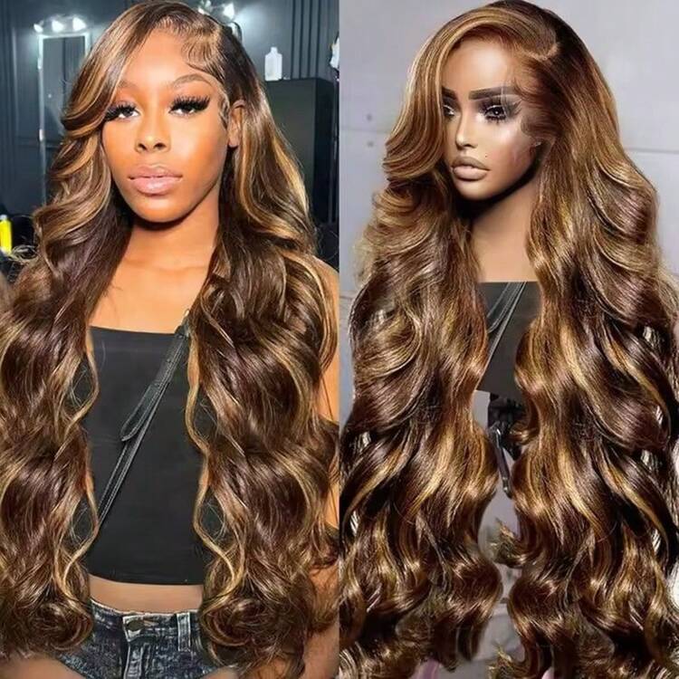 Uveous 250 Density Body Wave 13x4 Hd Lace Frontal Wig Human Hair 13x4 Hd Pre Plucked Lace Wigs For Women Lace Front Hair Wigs - S4/27 - 查看 6