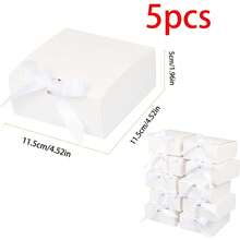 1/5 Piece Gift Box With Lid, White Gift Box, 10.6 X 7.8 X 3.1 Inch Bridesmaid Proposal Box With White Ribbon For Wedding Gifts, Birthday Gifts, Party Gifts, Decorations, Valentine's Day Gifts, Bridal Gift Boxes - White - View 16