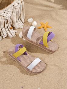 2025新款彩色凉鞋沙滩凉鞋波西米亚风高中时尚凉鞋软底凉鞋耐磨时尚凉鞋名品凉鞋厚底舒适凉鞋 - 白色 - 查看 1