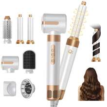 UKLISS Hair Dryer Brush Airstyler 7 In 1, 1400W Ionic Hair Dryer 3 Temperatures, Styling Brush, Round Brush Hair Dryer, Straightener Brush, Curling Brush, Curling Wand, Hair Dryer Diffuser Black / Halloween / Christmas Gift! Women / Men