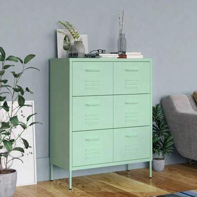 vidaXL Schubladenschrank Mintgrün 80x35x101,5 Cm Stahl