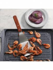 Large Stainless Steel Spatula With Angled Edge And Hardwood Handle - Metal Flipper Ideal For Cast Iron Skillets, Baking Sheets | Perfect Grilling And Home Kitchen Tool, Thanksgiving, Christmas Gift - Multicolor - View 6