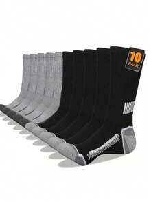 10 Pairs Men's Long Socks, Autumn/Winter Sports Crew Socks - Multicolor - View 1