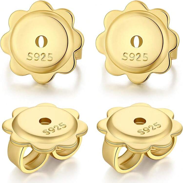 Earring Backs - Locking Safety Lifter Secure Hypoallergenic Silver Magic Earring Backs Replacement For Stud - F-earring Back-gold Tone - View 12