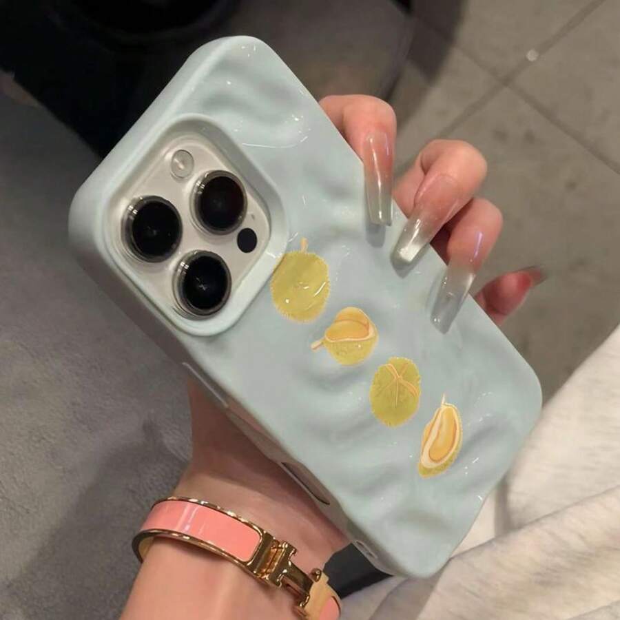 Teléfono Durian Phone 16 Pro, compatible con 15, diseño suave y a prueba de golpes con un patrón de meteorito, adecuado para mujeres de 13 y 14 años, teléfono, funda resistente a impactos, lindo patrón Durian, elegante funda para teléfono, material duradero, ajuste cómodo, protector de teléfono delgado, funda, entusiastas de la tecnología, usuarios - azul claro - Ver 1