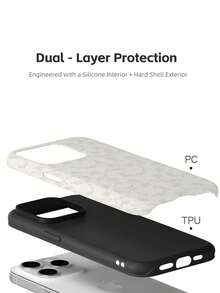xercxerc White Beige Floral Vine Pattern 2 - In - 1 PC & TPU Protective Phone Case, Funda Para Phone Cover Phone Matching Phone Cases Phone Cases Phone Case For Phone 11 12 13 14 15 16 16e 17 Pro ProMax For Phone Air - trắng - Xem 9