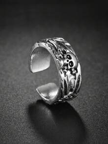 1pc Punk Skull Alloy Ring, Unisex Hip Hop Personalized Ring, Everyday Party Accessory - Antique Silver - View 12