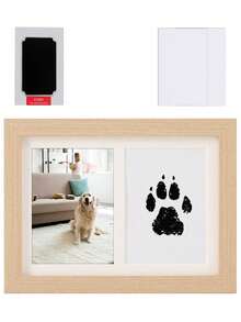 2pcs A Specially Designed Photo Frame For Pet Cat And Dog Paw Prints, Suitable For DIY Hand And Foot Print Hangers For One-Year-Old Babies. This Exquisite Frame Is Made Of High-Quality Wooden Material With A Smooth And Delicate Surface, Providing A Comfortable Feel. The Inner Side Of The Frame Is Lined With Soft Velvet Padding To Protect The Prints From Scratches.