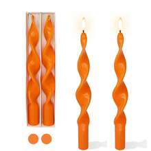 Pumpkin Taper Candles Twist Candlesticks,10 Inch Orange Spiral Candle Fall Candle Sticks Halloween Tapered Candles For Dinner Table Than1ks 1giving Decor-2pcs (17D-Orange){Inchcolor_nameinch:InchLIGHTORANGEinch,Inchsize_nameinch:Inch8INCHinch} - 淺橘色 - 查看 1