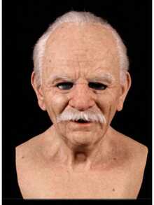 3D硅胶老人面具，成人硅胶面具，男士逼真乳胶面具，全头恐怖乳胶面具，恐怖节日头饰，老妇人乳胶面具，适合角色扮演、节日、派对