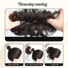 女士长胡须卷发发带假发，龙须发带，发髻造型工具，卷发发髻，自然蓬松，轻松打造双发髻 - 彩色 - 查看 5