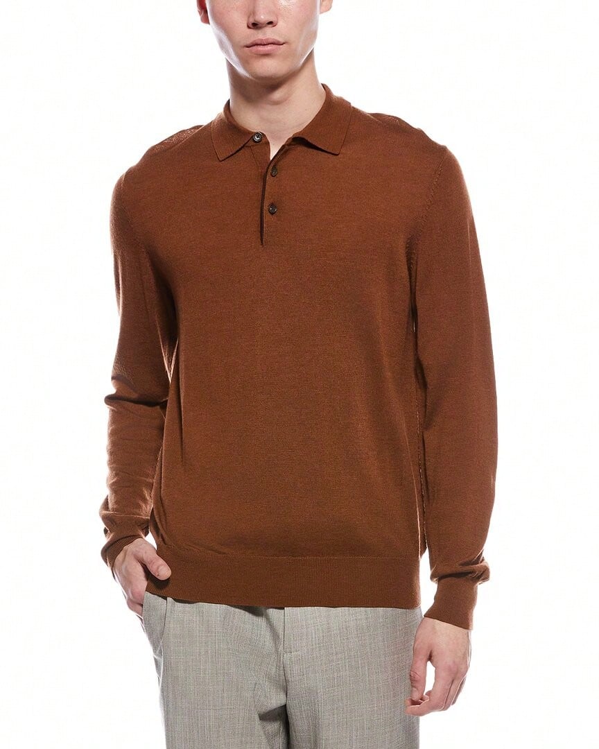 Bruno Magli Wool Polo Sweater - màu nâu - Xem 1