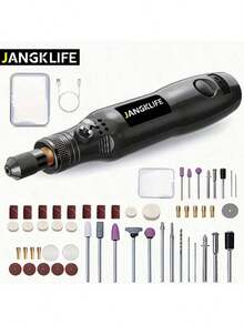 JANGKLIFE迷你电钻及旋转工具套装 - 36件配件套装，带软轴，USB充电，3档速度，适用于DIY工艺品制作、手工制作、多功能工具