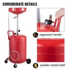 Tanque de drenaje de aceite residual , drenaje de aceite portátil de 20 galones, drenaje operado por aire, cambio de aceite, contenedor de drenaje de aceite, drenaje de transferencia de combustible líquido, altura ajustable del embudo, con válvula reguladora de presión - con válvula reguladora de presión - Ver 7