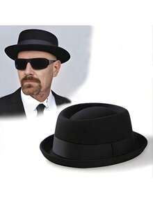 1 szt. Modny męski kapelusz fedora, 100% poliester i superelastyczne włókno, regulowany okrągły kapelusz jazzowy Pork Pie, materiał nieelastyczny, pranie ręczne – męski dodatek modowy