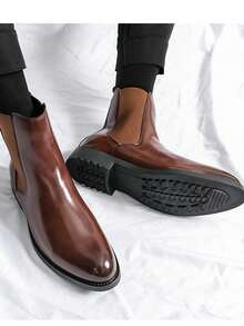 Botas Chelsea Retrô Masculinas, Botas de Motocicleta Clássicas, Marrom