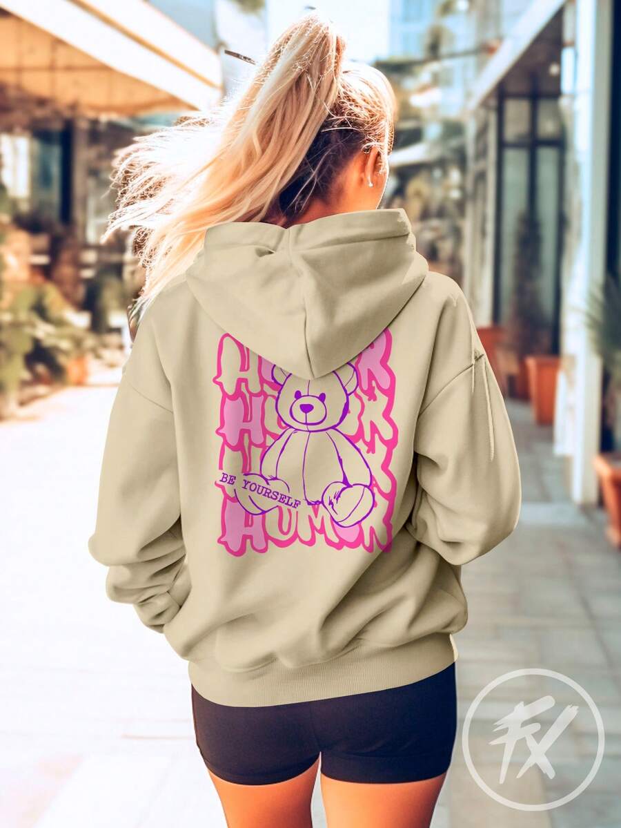 Blusa Moletom Urso Be Yourself Seja Você Mesmo Humor Bear CANGURU 3160 - Caqui - Visão 1