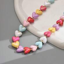 Women'S Cute Heart-Shaped Resin Necklace - Vibrant Candy Colors, Simple & Stylish, Plated, Perfect For Daily Wear & Parties, Versatile Accessory| Playful Accessory| Colorful Necklac Christmas Decorations Christmas Gifts - Nhiều màu - Xem 7