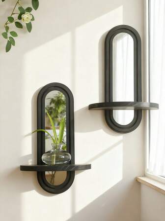 1pc/2pcs Set DIY Arch Wall Mounted Mirror Frame, Modern Decorative Wall Hanging Storage Rack, Minimalist Hanging Vanity Organizer Rack, Elegant Mirror Frame Decor, Suitable For Living Room, Bedroom, Bathroom, Entryway, Dressing Room, Apartment Wall Display