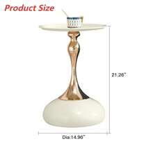 Modern Martini Table,Small Round Side Table For Living Room,15''End Table With Metal Base,White Circle Bedroom Table And Nightstand,Balcony Table For Tea,Corner Accent Table For Living Room/Bedside/Couch/Sofa - trắng - Xem 8