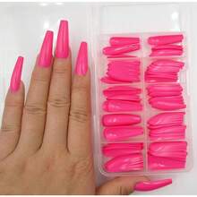 100pc Colored Coffin Press On Nails Long Ballerina False Fake Nail Tips Rose Red Full Cover Manicure Design Acrylic Nails For Women Teen FFgirls (Rose Red){Inchcolor_nameinch:InchRoseRedinch} - 玫瑰紅色 - 查看 4