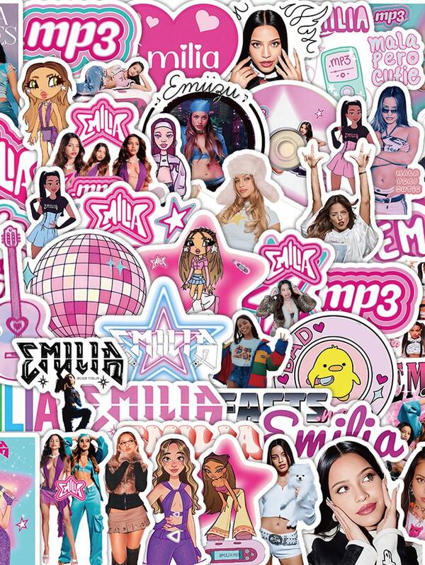 50PCS Emilia Cartoon Graffiti Stickers Fun Style Female Star Stickers PVC Waterproof Material Can Be Reused Suitable For Helmet Decorations, Car Decorations Party Decorations, Campus Rewards, Scrapbooks, Laptops, Luggage, Guitars, Water Bottles, Phone Case Fashion Decorations