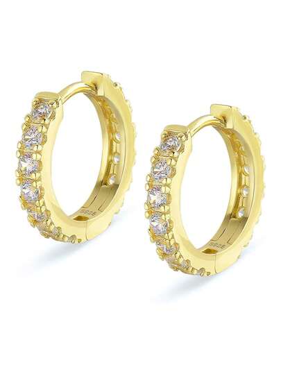 KRKC&CO Aretes Hombre de Oro, Aretes de Cruz, Arracadas de Plata S925 Oro Blanco, 15mm Pendientes, Regalos Dia Del Padre, Joyería de Mujer y Hombres,26730257