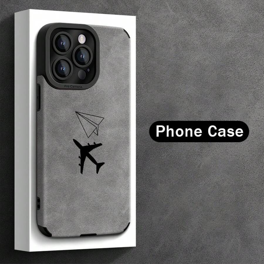 Estilo de Negocios Funda de Teléfono de Papel Avión Simple Patrón de Alta Gama para iPhone 16ProMax/15Pro/14Plus/13/12/11/7/8Plus/X/XR/XsMax Diseño de Moda Resistente a los Golpes Cubierta Protectora de TPU Cuero Sintético - Colores mixtos - Ver 1