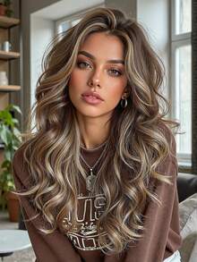 13*4 HD Lace Wig Fashion And Halloween Wacky 16-Inch Long Curly Hair 13*4 HD Lace Area Without Bangs Heat-Resistant Synthetic Hair,For Daily Wear, Parties, Halloween & Cosplay