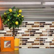 9/11/25pcs Brick Pattern Kitchen Tile Stickers, Kitchen Oil-Proof Stickers, Faux Marble & Crystal Wall Paper For Bathroom Renovation, Self-Adhesive Tile Stickers For Old House Remodeling - Yellow - View 8